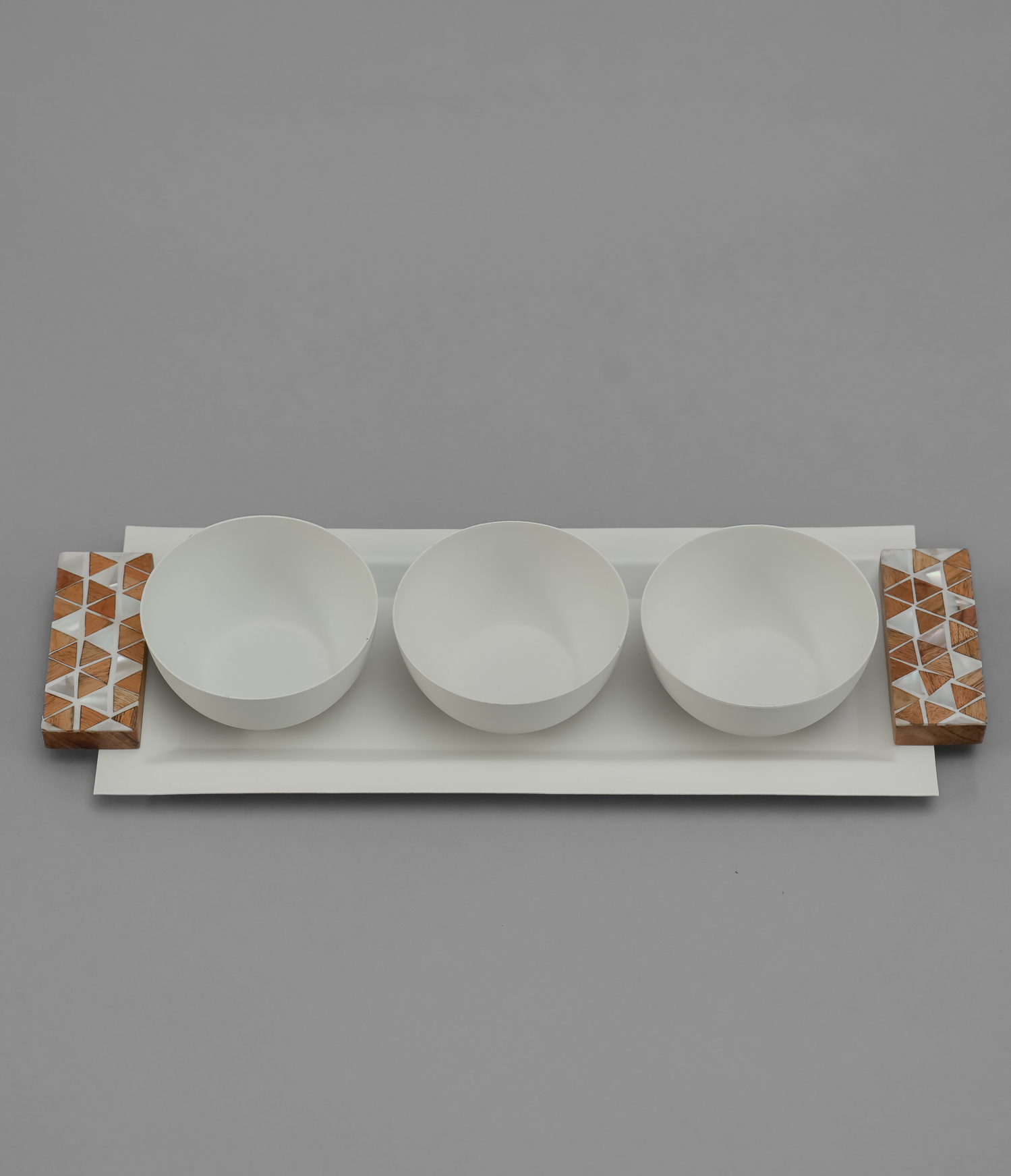 TRAY WITH 3 BOWLS - CREAM 